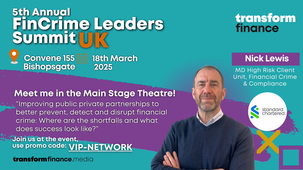Transform Finance - Global Finance Community (@tformfinance) on Twitter photo 📢 Speaker Announcement 📢
 
We are thrilled to welcome Nick Lewis as a speaker at the 𝟱𝘁𝗵 𝗔𝗻𝗻𝘂𝗮𝗹 𝗙𝗶𝗻𝗖𝗿𝗶𝗺𝗲 𝗟𝗲𝗮𝗱𝗲𝗿𝘀 𝗦𝘂𝗺𝗺𝗶𝘁 𝗨𝗞 - 𝗟𝗼𝗻𝗱𝗼𝗻 in Convene 155 Bishopsgate, London, on March 18th!
#TFFinCrimeLeadersUK25 #Fincrime #UKEvent #FinCrimeUK 📢 Speaker Announcement 📢
 
We are thrilled to welcome Nick Lewis as a speaker at the 𝟱𝘁𝗵 𝗔𝗻𝗻𝘂𝗮𝗹 𝗙𝗶𝗻𝗖𝗿𝗶𝗺𝗲 𝗟𝗲𝗮𝗱𝗲𝗿𝘀 𝗦𝘂𝗺𝗺𝗶𝘁 𝗨𝗞 - 𝗟𝗼𝗻𝗱𝗼𝗻 in Convene 155 Bishopsgate, London, on March 18th!
#TFFinCrimeLeadersUK25 #Fincrime #UKEvent #FinCrimeUK