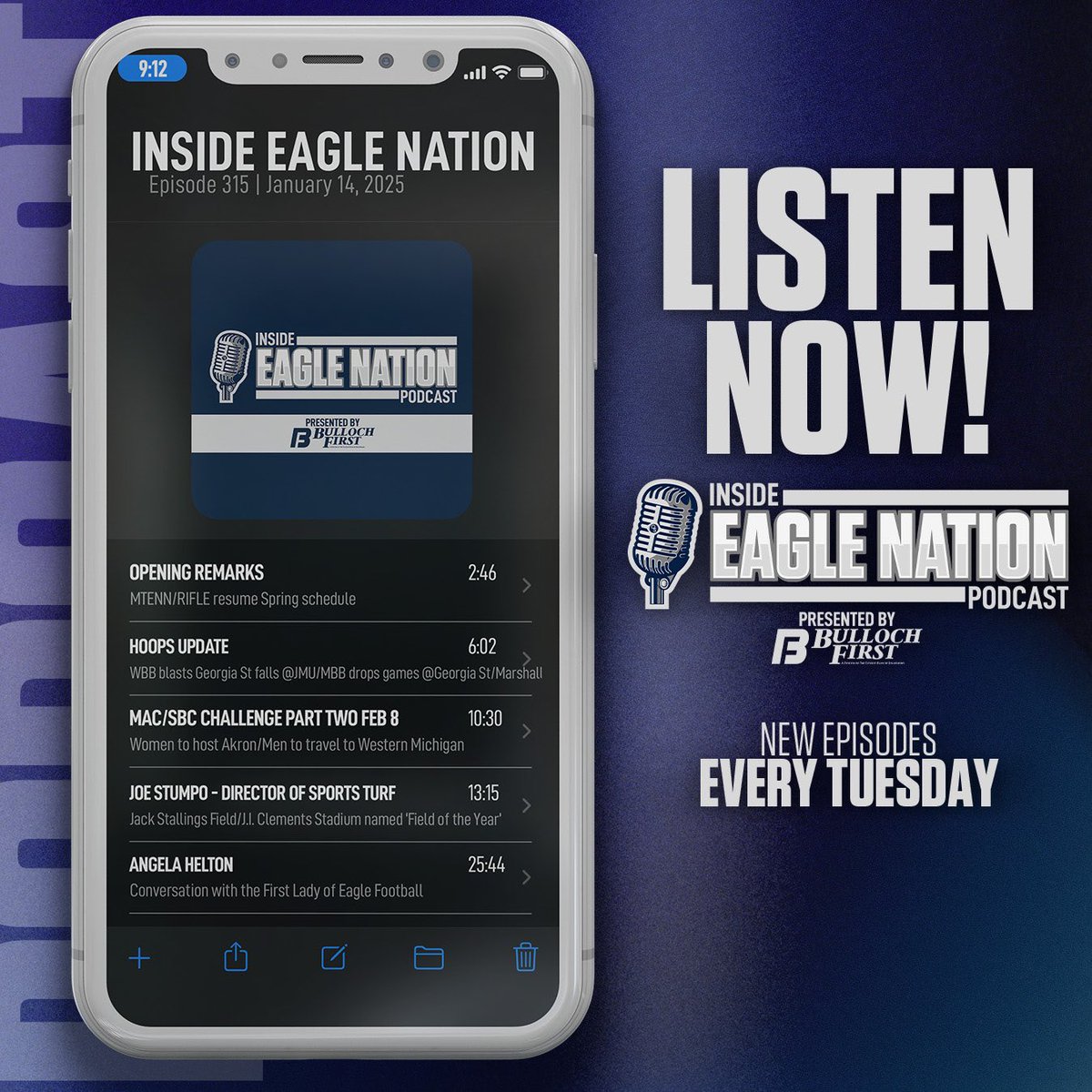 Inside Eagle Nation Episode 315
<a href="/GSAthletics_MT/">GS Men's Tennis</a>/<a href="/GSAthletics_RF/">GS Rifle</a>/<a href="/GSAthletics_WBB/">Georgia Southern Women’s Basketball</a>/<a href="/GSAthletics_MBB/">Georgia Southern Men's Basketball</a> 
<a href="/GASouthern_Turf/">Joe Stumpo</a>’s ‘Field of the Year’ honor for <a href="/GSAthletics_BSB/">Georgia Southern Baseball</a> from <a href="/FieldExperts/">SFMA</a> 
<a href="/helton_angela/">Angela Helton</a> tells her story

Listen🎙️GSEagles.com/IENPodcast

#GATA <a href="/Learfield/">LEARFIELD</a> <a href="/BullochFirst/">Bulloch First</a>