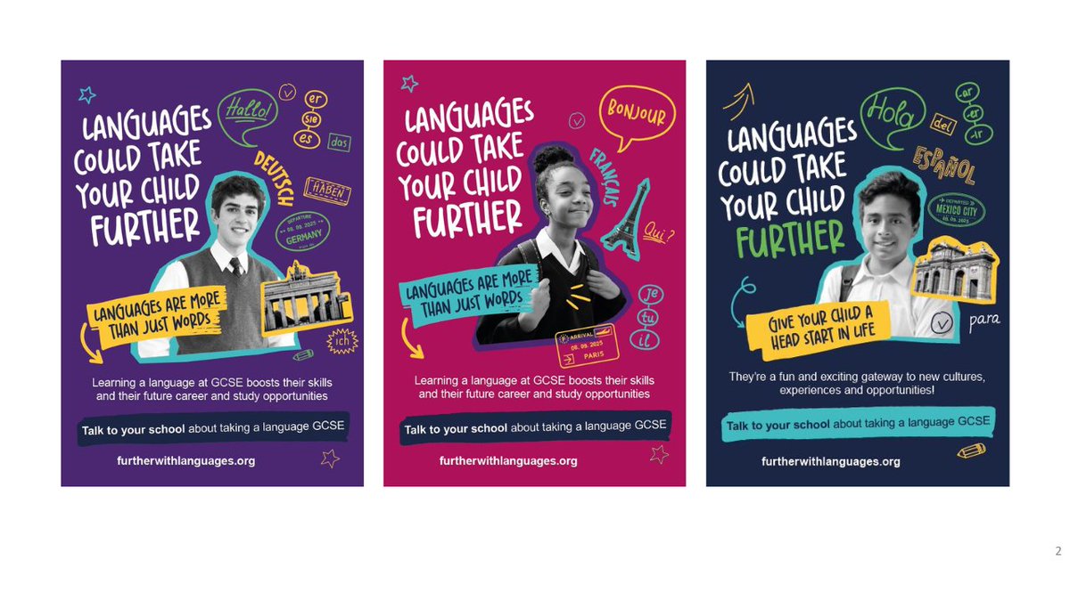 Holding a #ParentsEvening soon? Encourage parents and carers to ask why their kids should choose languages! Download posters for the classroom and flyers to hand out school events. bit.ly/42eGcQm

#edutwitter #mfltwitterati