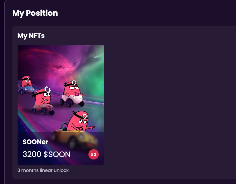 Minted my SOONer NFT. Lets go to moon soooooon

Total token Supply: 1B
SOONer NFT valuation: $360M 
Unlock: 3 months linear vesting

Best round to participate in $SOON sale

Thanks <a href="/soon_svm/">SOON - Solana Optimistic Network (Mainnet Arc)</a> 

Use my invite code to get a discount: comming.soo.network/?inviteCode=to…