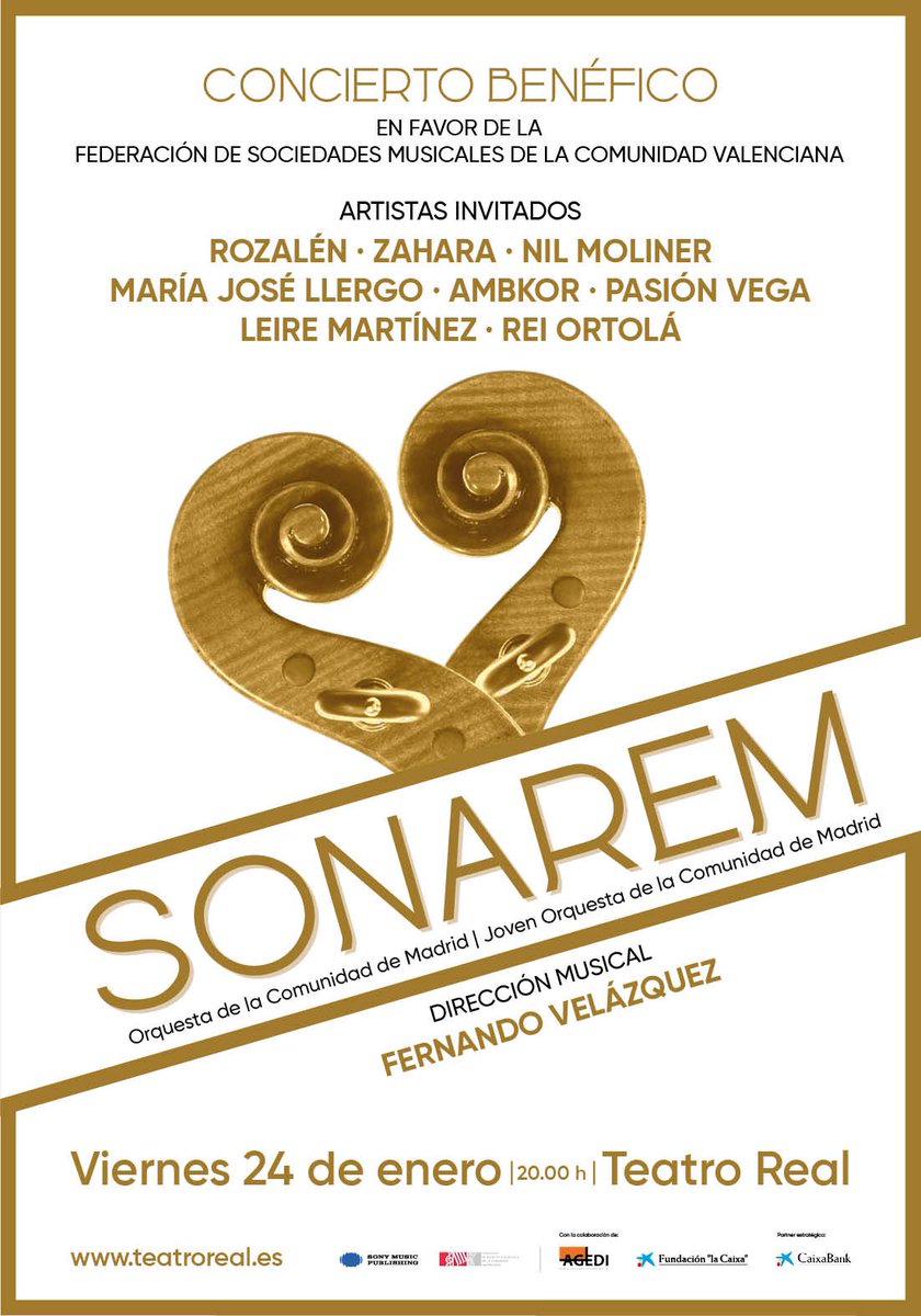 El 24 de enero concierto benéfico en el <a href="/Teatro_Real/">Teatro Real</a> de Madrid a favor de la <a href="/FSMCV/">FSMCV</a> de Valencia por los daños de la DANA con artistas como <a href="/RozalenMusic/">Rozalén</a> <a href="/NilMoliner/">Nil Moliner</a> <a href="/ambkoroficial/">ambkoroficial</a> <a href="/zaharapop/">Zahara</a> y más con la <a href="/FundacionORCAM/">Fundación ORCAM</a> info:conciertospormadrid.com/conciertos-des…