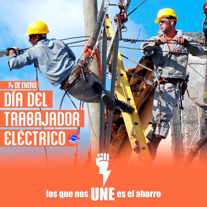 HeinerSavon's tweet photo. Muchas felicidades a todos los eléctricos , en su aniversario , hombres y mujeres consagrado a la revolución y al pueblo #DiaDelTrabajadorElectrico 
#JuntosPorVillaClara 
#UnidosXCuba 
@RMVillaClara1 @DiazCanelB @BermudezGeily https://t.co/BoCEX5gQI1