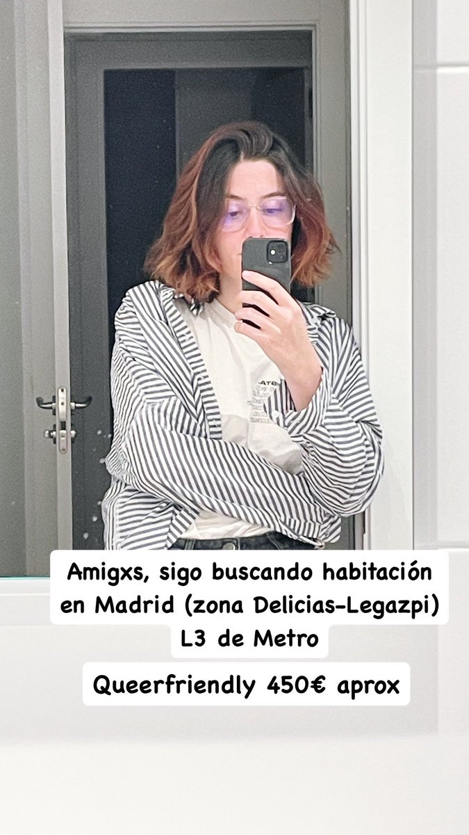 Hola! Está la cosa un poco difícil pero estoy buscando una habitación en Madrid para ya, a ser posible en arganzuela aunque a estas alturas estoy abierta a otras zonas.
Tengo 27 años, estudio y trabajo y busco una casa tranquila y queerfriendly.