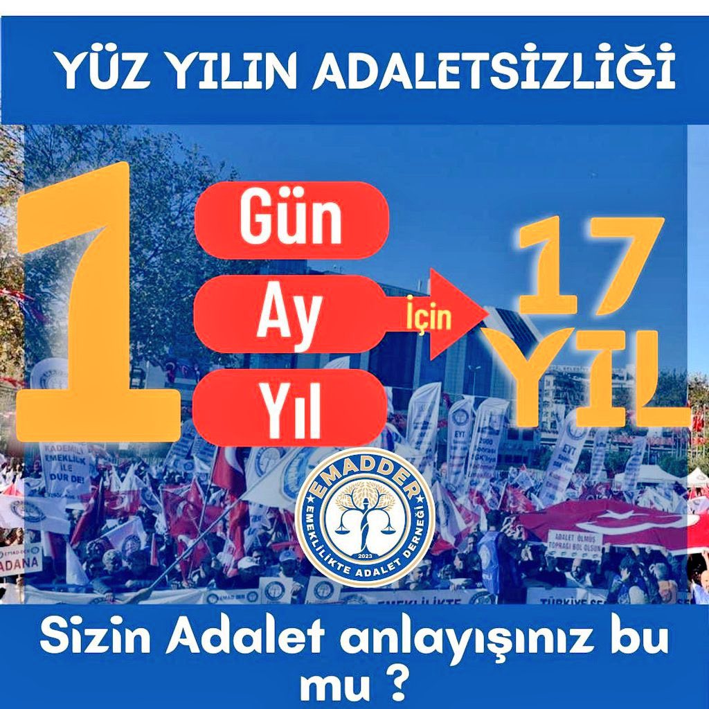 Bu bir Adaletsizlik ❗️
Bu bir Hukuksuzluk ❗️
Bu bir Haksızlık ❗️
Bu bir Vicdansızlık ❗️

Bu vebal çok ağır…

1 güne 17/20 yıl kabul edilemez ❗️❗️❗️

#KademeYoksaSeçimOlsun