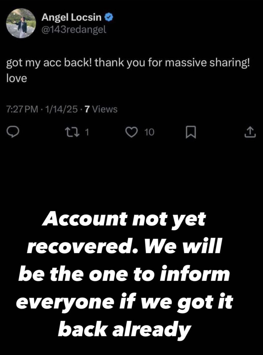 Please don’t engage. The account has not been recovered yet. 

IG: neilarce