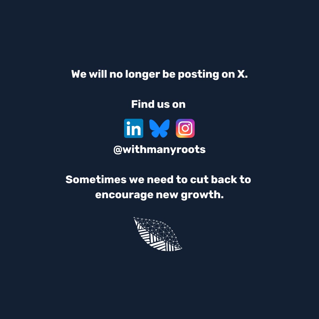 We have decided to scale down our energies on social media. We will no longer be posting on X. 

You can find us on LinkedIn, Instagram, and experimenting on Bluesky: @‌withmanyroots

We hope you’ll come on this journey with us. 💚

-The With Many Roots Team-

#withmanyroots