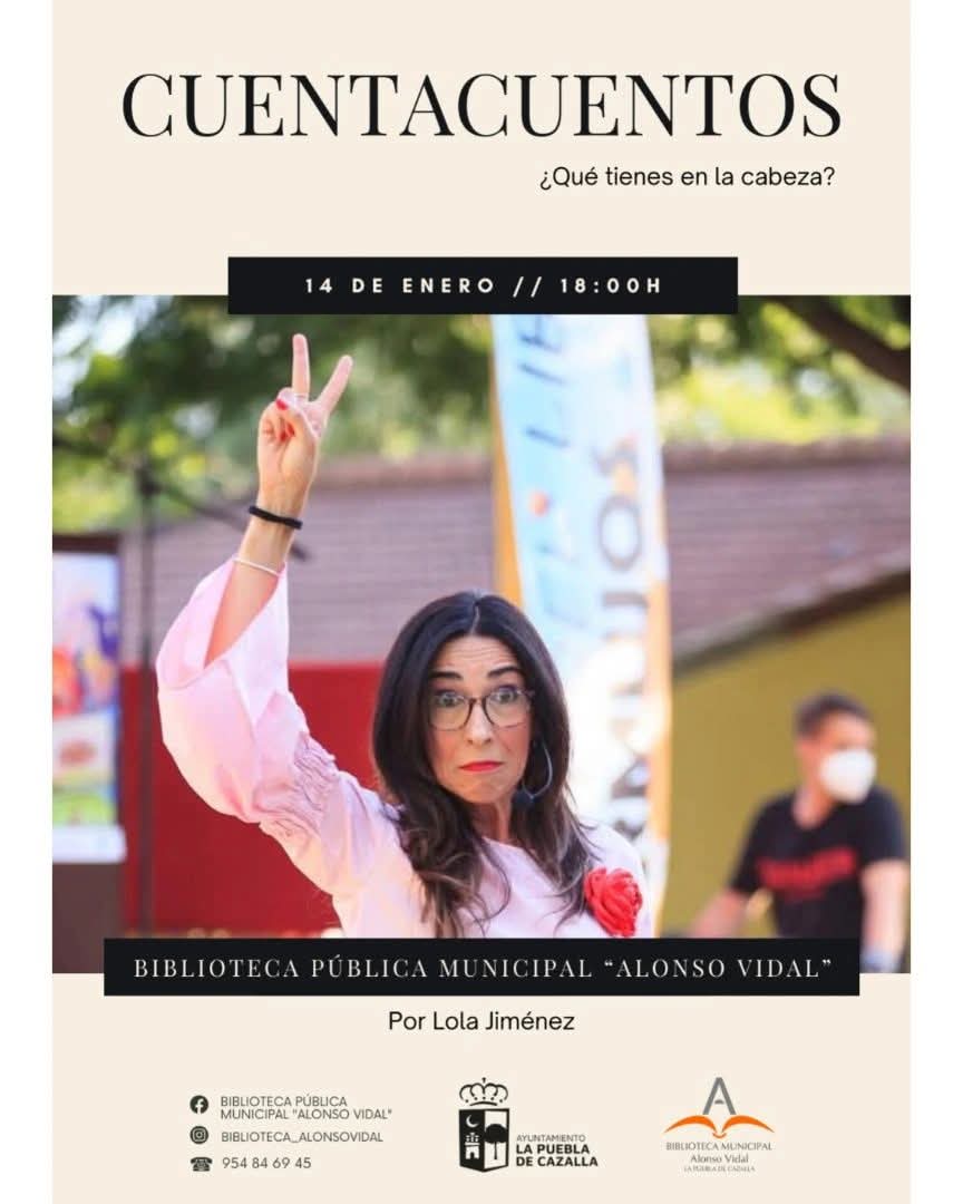 Esta tarde estaré contando cuentos en la @biblioteca_alonsovidal de La Puebla de Cazalla.
¡Ven a escuchar!
#narraciónoral
#cuentos
#bibliotecas