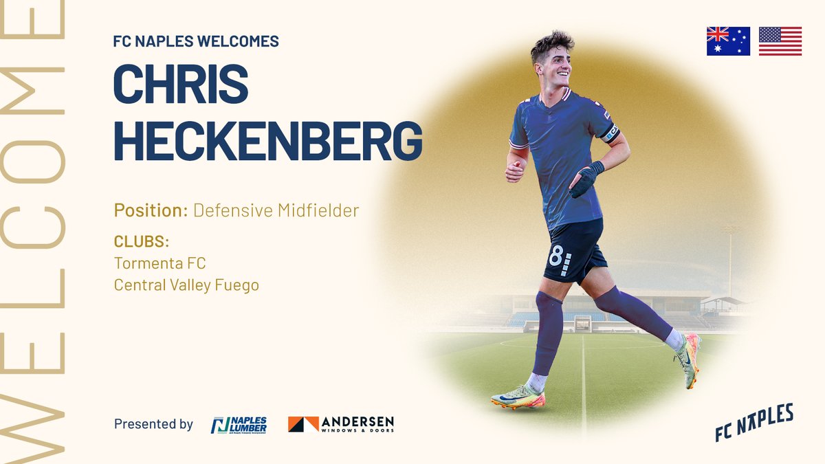 Naples just got a winner. Welcome Chris Heckenberg. 🇦🇺

Chris Heckenberg joins FC Naples for the 2025 season, bringing a wealth of experience and a champion pedigree. A key figure in Tormenta FC’s 2022 USL League One Final, Heckenberg has racked up over 80 professional