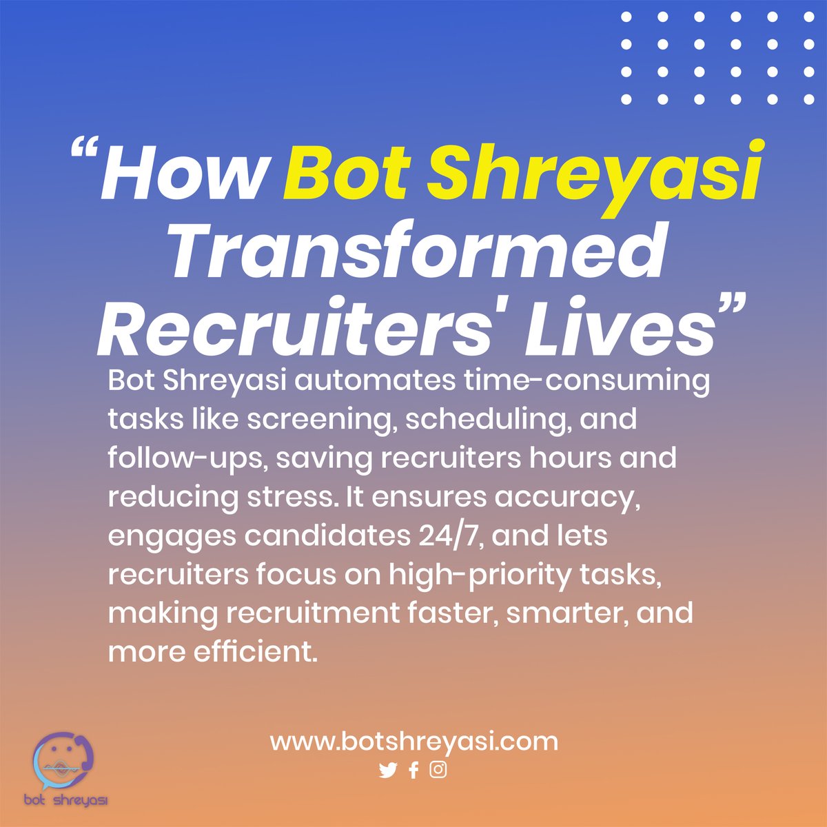 BotShreyasi's tweet image. Revolutionizing Manufacturing Recruitment  Streamline hiring, reduce turnover and automate processes with Bot Shreyasi. Visit botshreyasi.com to learn more!

 #AutomationInRecruitment #ManufacturingRecruitment #RecruitmentTech #WorkforceInnovation