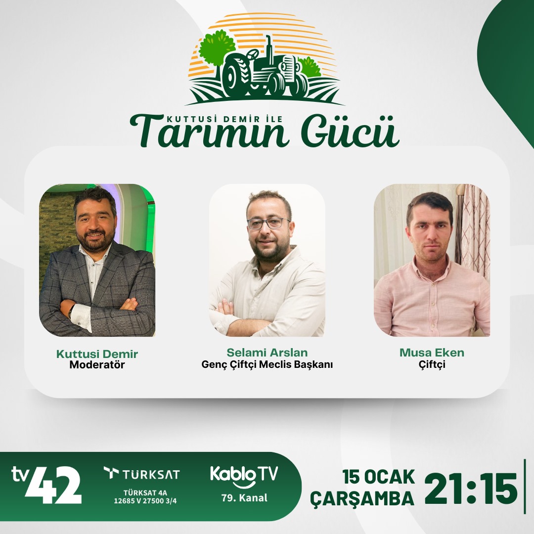 ▪️Bu hafta konuklarımız direkt saha'dan. 
▪️Genç çiftçilerimiz Konya tarımının sıkıntılarını, zorluklarını ve önerilerini masaya yatıracak. 
▪️Keyifli bir program bizleri bekliyor. 
▪️Kaçırmayın derim.