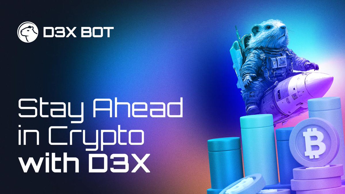 d3x_bot's tweet photo. 📊 Stay Ahead in Crypto with D3X 📊

Crypto moves fast, and every second counts! ⚡️ With D3X, you can:
✅ Trade and stake seamlessly.
✅ Predict BTC prices and win rewards.
✅ Track market trends in real-time.

Don’t miss your next big opportunity. Start Your Crypto Journey with D3X now 🤝