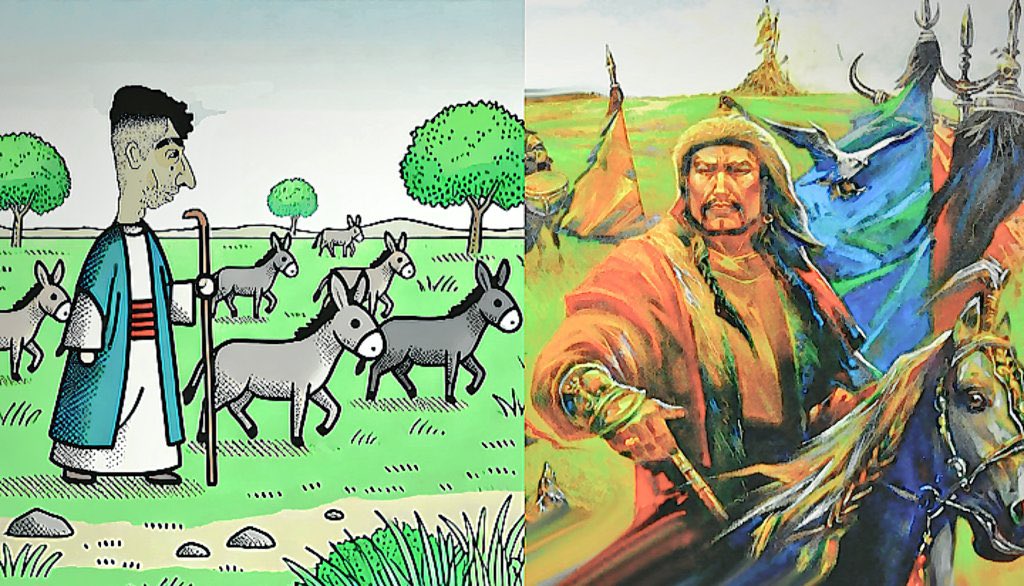 Düşünsene;

Mezapotamya’da kendi halinde buğday ekip, eşek s•kiyorsun. Sonra at üzerinde birileri geliyor.

“Bıyıklı ve sinirli…” 🐺