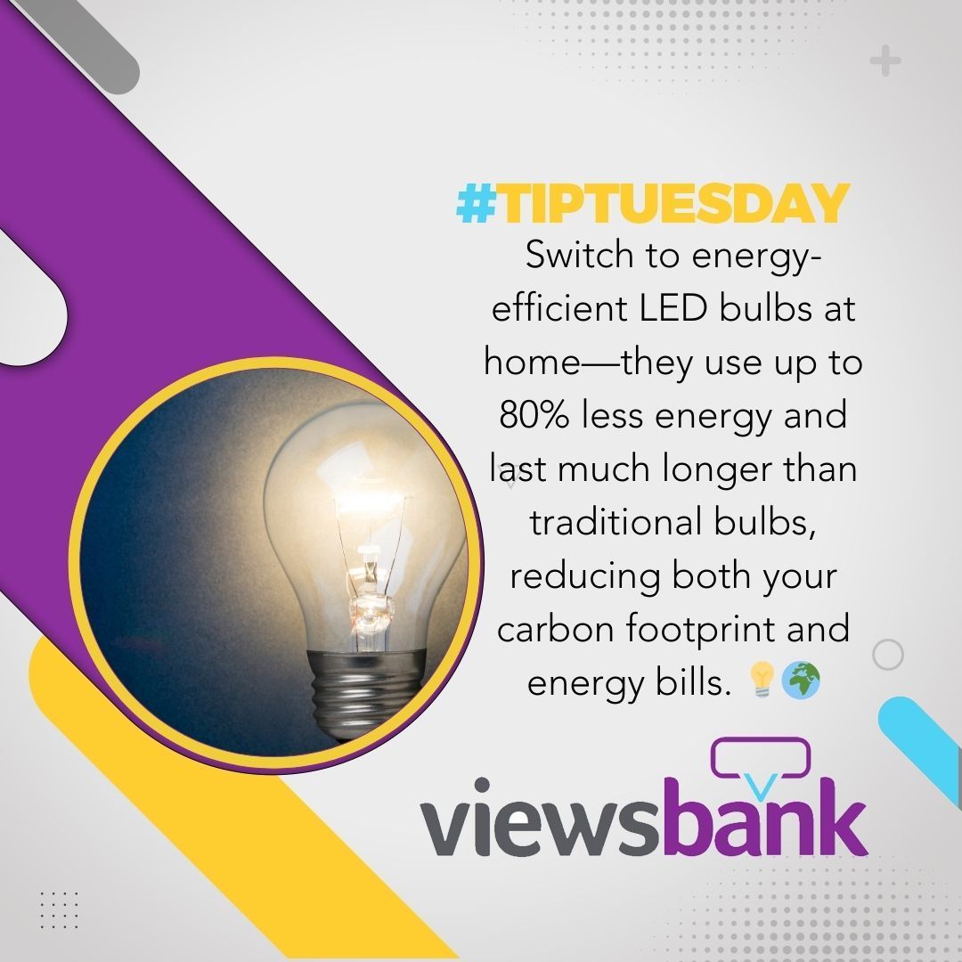 viewsbank's tweet photo. Brighten your space and the planet with one small switch! 💡✨ Discover why LEDs are the shining stars of energy efficiency and sustainability. 🌍💚 #LEDLighting #SustainabilityTips #EcoLiving https://t.co/Smig21bgXw