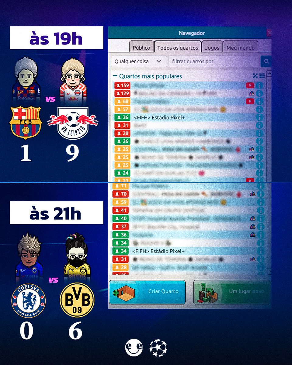 pixelentreter's tweet image. O futebol da FIFH com a Pixel+ começou ontem e já é sucesso pelos corredores do @MeuHabblet! ⚽️✨

Nos dois duelos, realizados às 19h e às 21h, a Champions League ficou no navegador de quartos e trouxe muita emoção para os usuários.

É o começo de muita diversão no Bletinho! 😍