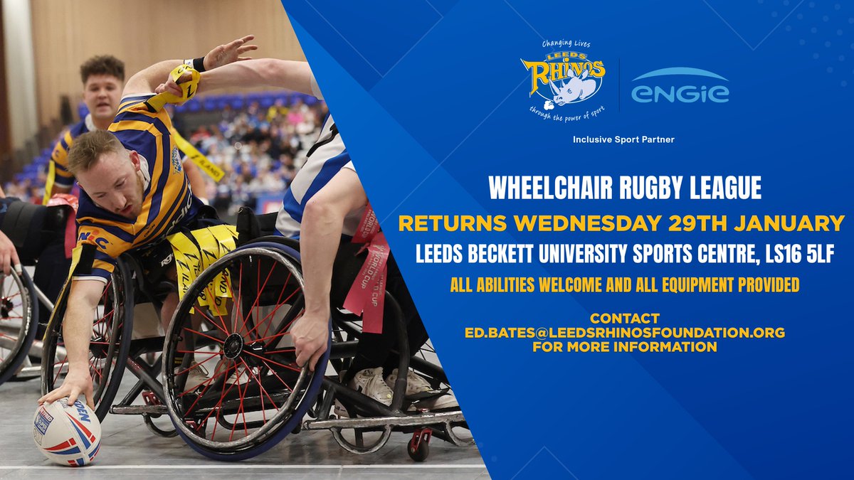 𝘾𝙤𝙪𝙡𝙙 𝙮𝙤𝙪 𝙗𝙚 𝙩𝙝𝙚 𝙣𝙚𝙭𝙩 𝙒𝙝𝙚𝙚𝙡𝙘𝙝𝙖𝙞𝙧 𝙍𝙪𝙜𝙗𝙮 𝙇𝙚𝙖𝙜𝙪𝙚 𝙨𝙩𝙖𝙧?✨

Our training sessions are making a return in just over 2️⃣ weeks time!

Come and give it a go and see if you've got what it takes👇

📅Wednesdays
⏰7-8pm
📍<a href="/leedsbeckett/">Leeds Beckett</a> Sports Centre