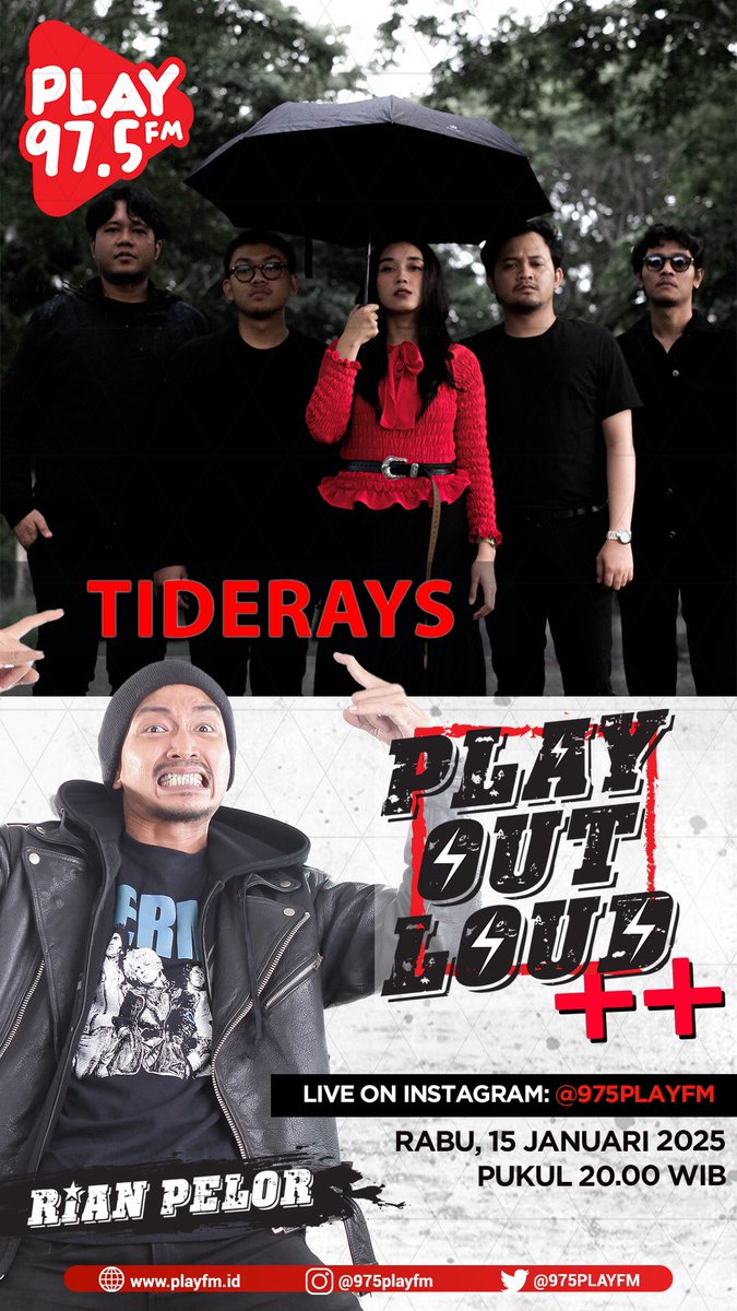 Yuhuu!

Besok (15/01) akan ngobrol dengan band asal Semarang, <a href="/tiderays401/">Tiderays</a> yang tak lama baru merilis mini album "Maiden's Maze" bersama <a href="/dsstrrecs_/">Disaster Records</a> 

Simak di Instagram Live @975playfm

Jangan lewat! Yuk mari