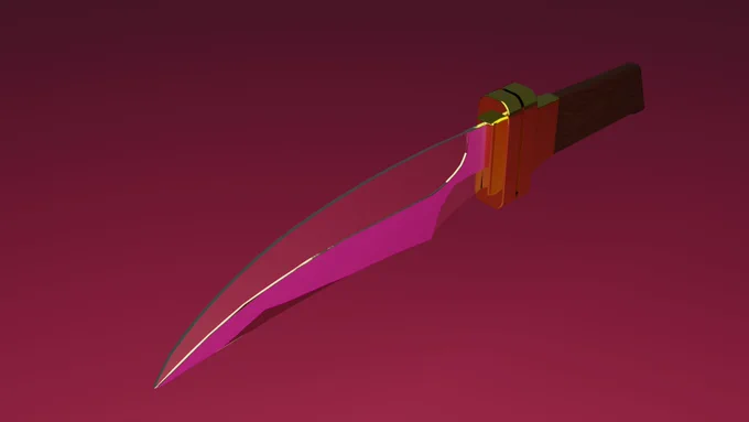 blenderでジキハイのナイフを作ってみた!クリスタの方でも開けるのを確認。式のナイフも作りたいな… 