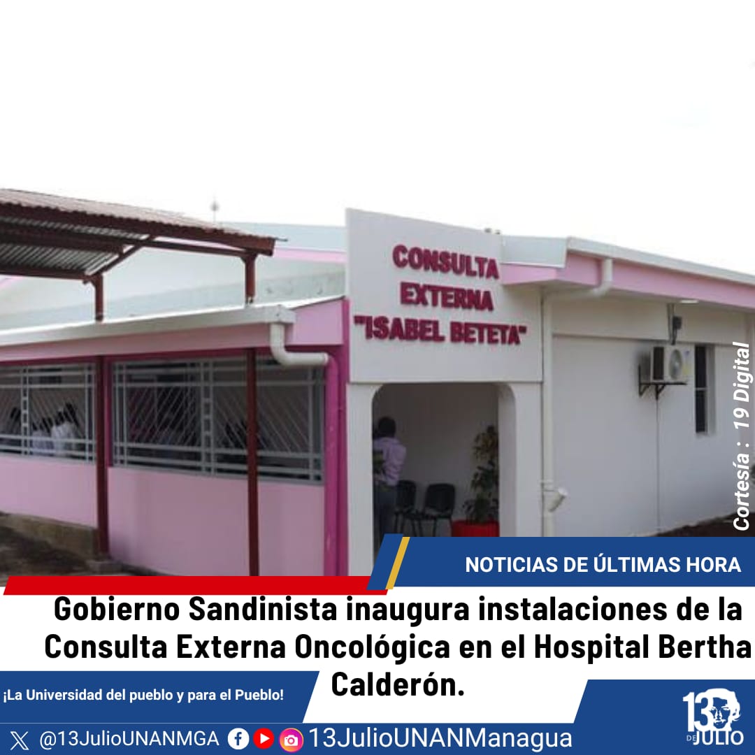 Nueva área de atención oncológica externa en hospital Bertha Calderón gracias a nuestro comandante Daniel y a la compañera Rosario, ya que a través del <a href="/MinsaNicaragua/">Ministerio de Salud Nicaragua</a> sé ha dado prioridad a la salud
#SomosUNAN #SoyCSM
#2025AvanzandoEnRevolución