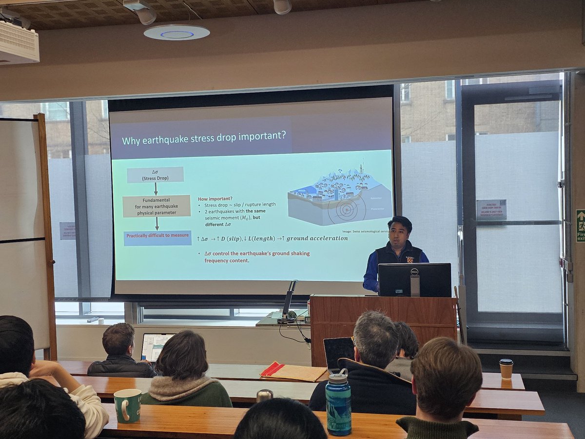 OxUniEarthSci's tweet photo. Our next speaker is Kris Adi Astra, who is estimating stress drops on crustal faults using inter-station phase coherence! https://t.co/hoTiwGfbdQ