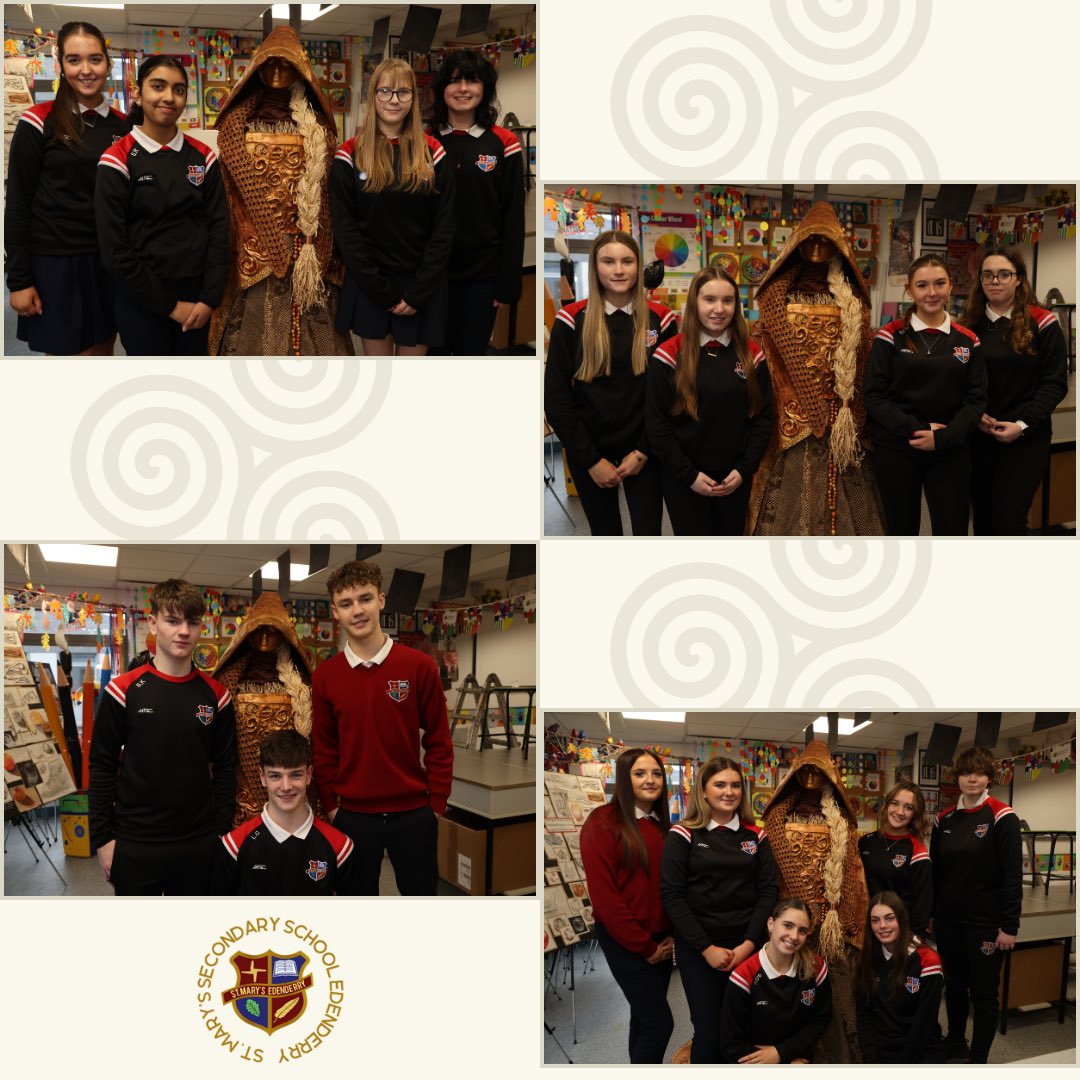 SMESecondary's tweet photo. A Visual Art group from Transition year in St. Mary's under the guidance of Ms. Farrell have created a beautiful sculpture entitled 'Brigid, Goddess and Saint! The group reflected on the customs, traditions and symbols associated with Brigid's story. https://t.co/eRzt2z4bqy