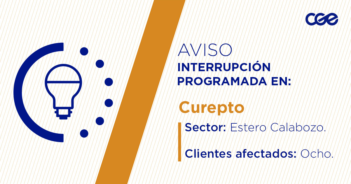 CGE_Clientes's tweet photo. Para mejorar la calidad del suministro de nuestros clientes de #Curepro, este miércoles, entre 10:00 y 18:00 horas, se realizará una #InterrupciónProgramada (sectores en imagen 👇) debido a trabajos de mejoras. Esto afectará a ocho clientes. Recuerda desconectar tus artefactos 🔌 https://t.co/JpKE5n9u0M