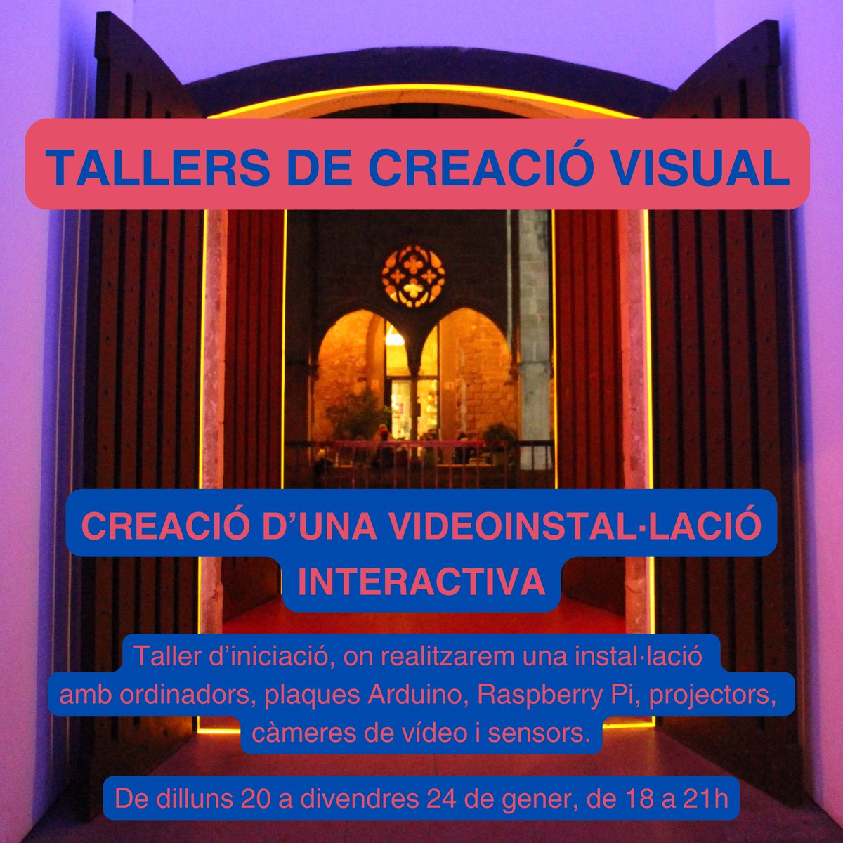 Últimes places pel taller de creació d'una videoinstal·lació interactiva, amb Tomás Martí Marín. Apunta't a: shorturl.at/cQTKQ