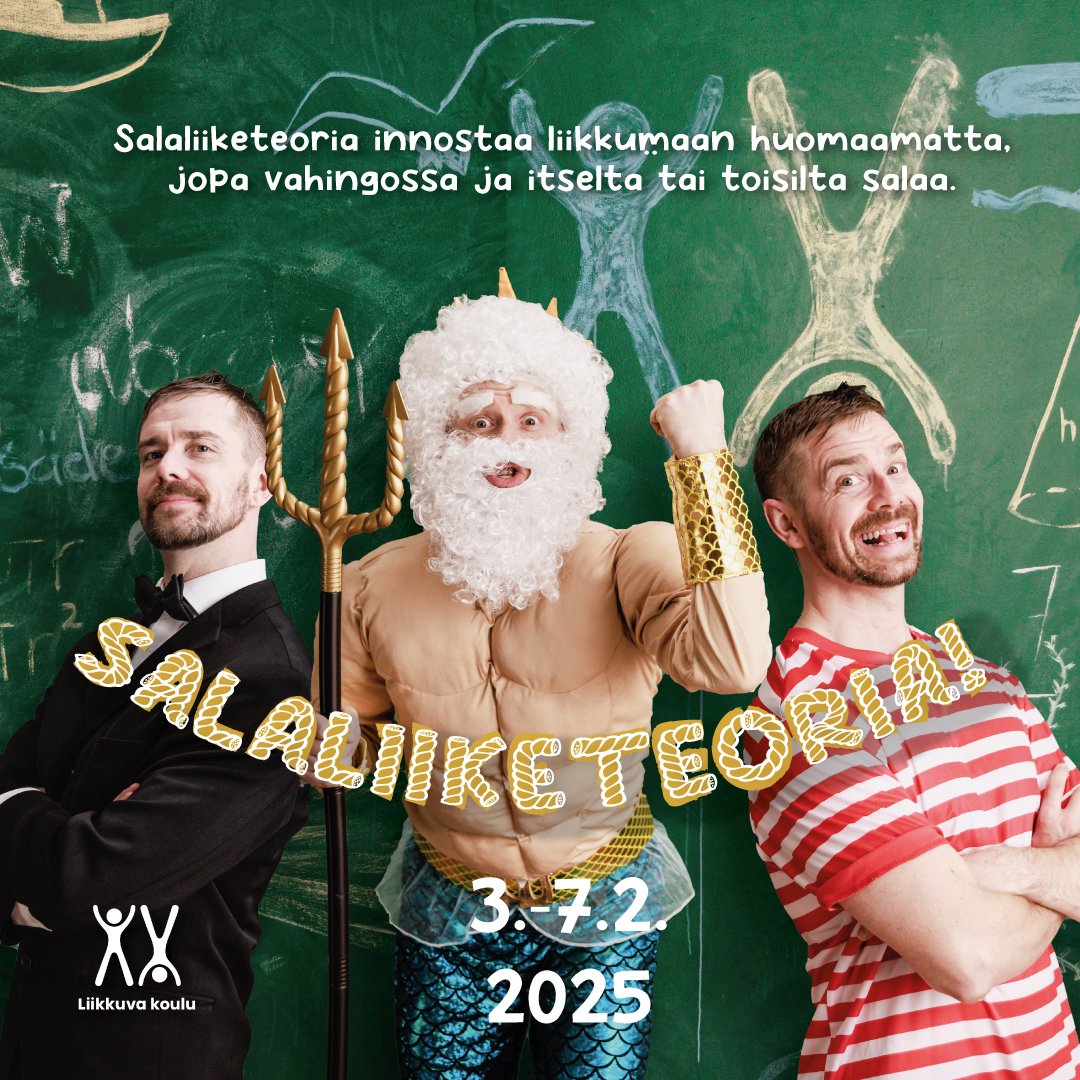 Tämän vuoden Salaliiketeoriassa pelastetaan Mikämeri 3.-7.2.2025🌊💙. Viikon jokaisena päivänä liikutaan eri tavoin: mm. puhdistetaan Mikämeri roskista, surffataan  ja opetellaan vesipätevyyden perusperiaatteita liikkuen. Lähtekään mukaan: liikkuvakoulu.fi/salaliiketeori… #liikkuvakoulu