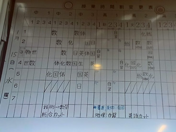 NDtimetable's tweet photo. 1/14(水)
M2H2カット　全学年変更 https://t.co/teszLXj75B