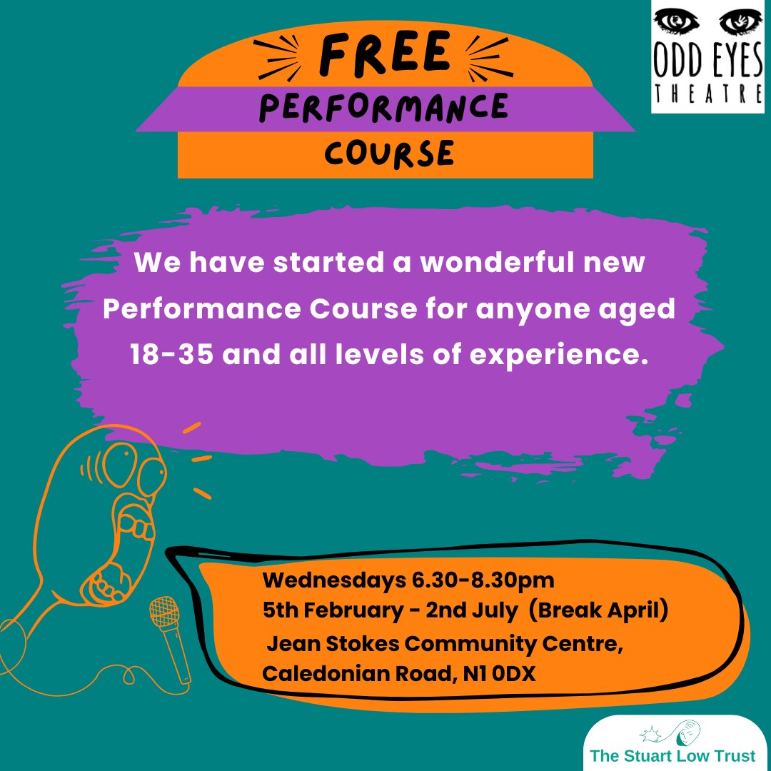 The Stuart Low Trust (@stulowtrust) on Twitter photo Join our FREE Performance course run in partnership with <a href="/OddEyesTheatre/">Odd Eyes Theatre</a> .
For anyone aged 18-35 and all levels of experience.
How to book
Email info@slt.org.uk and we will respond with the full details
#Acting #Drama #Theatre #Writing #Freeeventslondon Join our FREE Performance course run in partnership with <a href="/OddEyesTheatre/">Odd Eyes Theatre</a> .
For anyone aged 18-35 and all levels of experience.
How to book
Email info@slt.org.uk and we will respond with the full details
#Acting #Drama #Theatre #Writing #Freeeventslondon