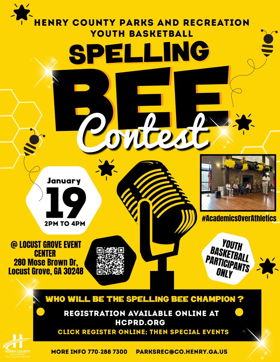 HenryCoParks's tweet photo. Current HCPRD basketball players, don't forget to register! Register at https://t.co/rTED2BtAf4. (The Spelling Bee is only open to current players. https://t.co/GP8MmMS2AT