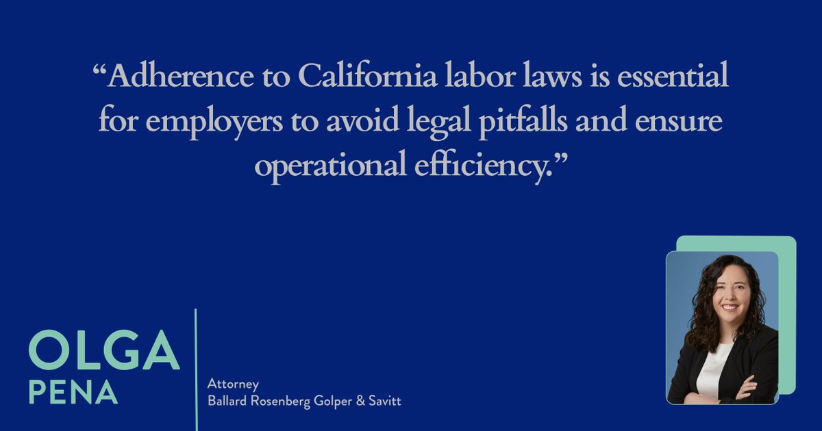 LisaAndersonLMA's tweet image. Complying with California's #LaborLaws in 2024 is essential for employers to avoid penalties, lawsuits and reputational damage. 

To stay ahead of regulatory changes and ensure long-term success, you can learn more in our special report, #Futurescapes.
