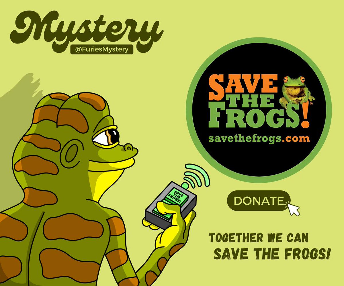 FuriesMystery's tweet image. #MYSTERY is all about giving back

Our community is proud to donate $1,000 to @savethefrogs. Every donation counts and all frogs deserve a safe home.

Txn:
etherscan.io/tx/0xcd73b6fc9…

Let's make the world a better place one leap at a time🐸