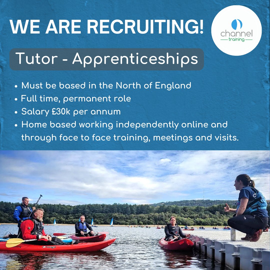 WE ARE RECRUITING!

Tutor – Apprenticeships (North England)

Full time, permanent role, salary £30k pa.  Home-based.

Find out more and apply here: channeltraining.co.uk/work-for-us/

#apprenticeship #training #jobs #tutor #education #outdoorlearning #outdooreducation #job #fulltime