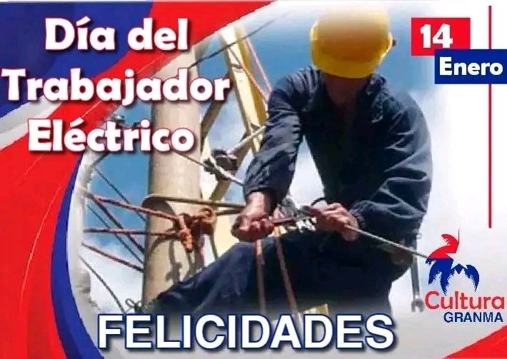 OdalisCast51357's tweet photo. Muchas felicidades a todos los trabajadores q desempeñan tan importante labor como es la de garantizar el servicio electrico de la población en especial a los Cauto Cristenses.¡ Felicidades!
#CautoCristo 
#GranmaVencerá https://t.co/nGbiPnVnrj