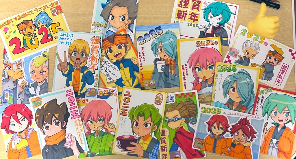 一月も半ばなので年賀状載せます！！！！描かせてくださった方ありがとうございました！！！！楽しかったーーーー！！！！！！！五億年ぶりに年賀描いた、平成に戻った気分です🎶