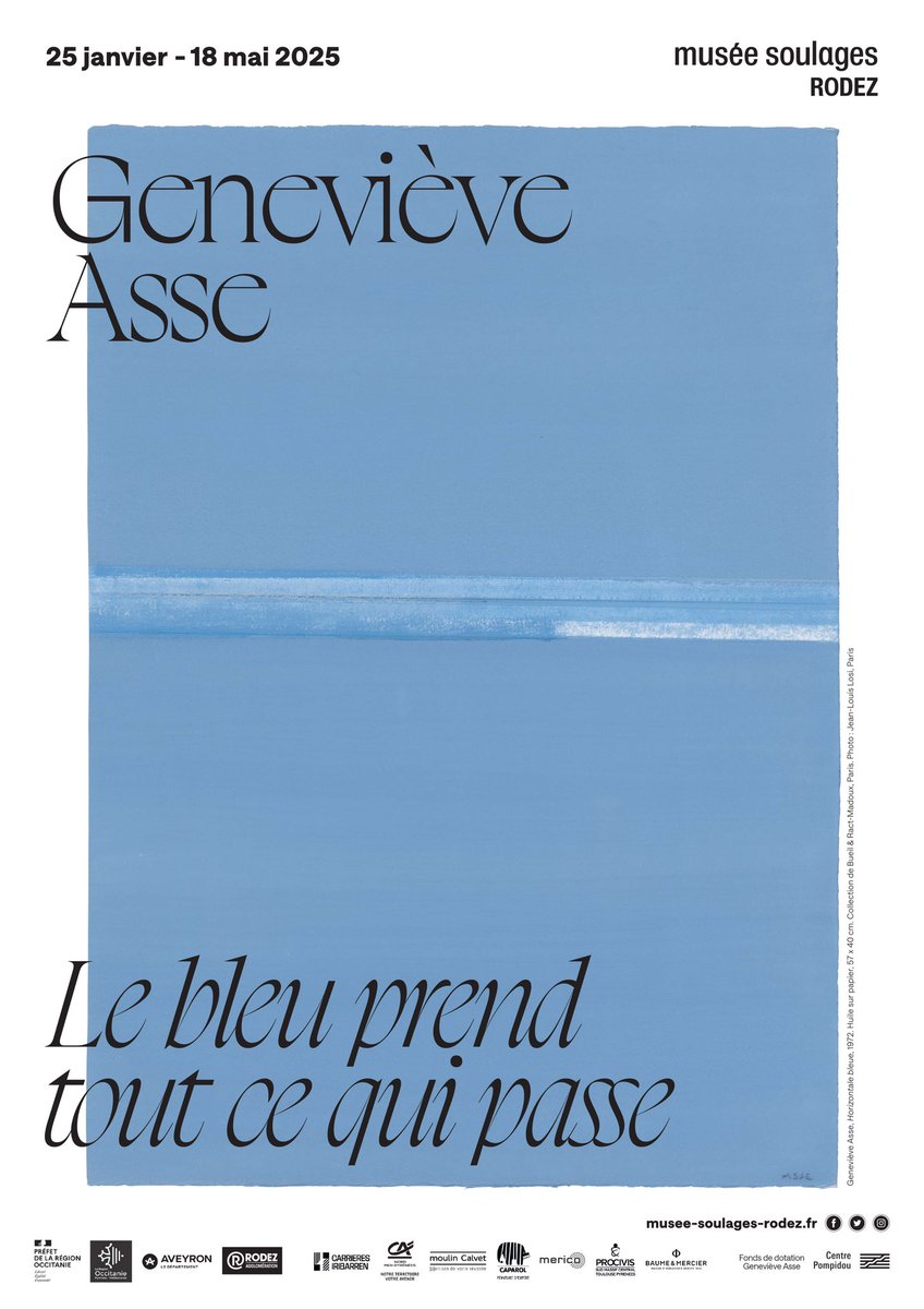 Prochainement au musée Soulages : Geneviève Asse. Le bleu prend tout ce qui passe. 25 janvier - 18 mai 2025, musée Soulages Rodez.