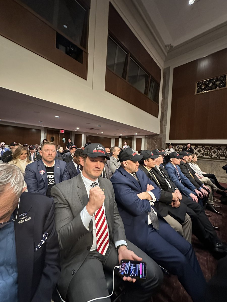 30+ Navy Seals and Green Berets sitting in the audience supporting <a href="/PeteHegseth/">Pete Hegseth</a>.