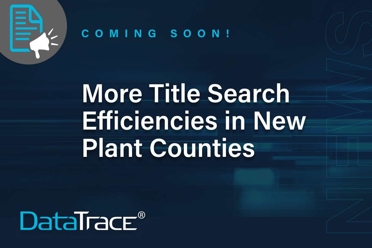 DataTraceTitle's tweet image. Coming soon, expand your reach with new title plants! Come back on Wednesday to see how DataTrace can best benefit your business goals in 2025.