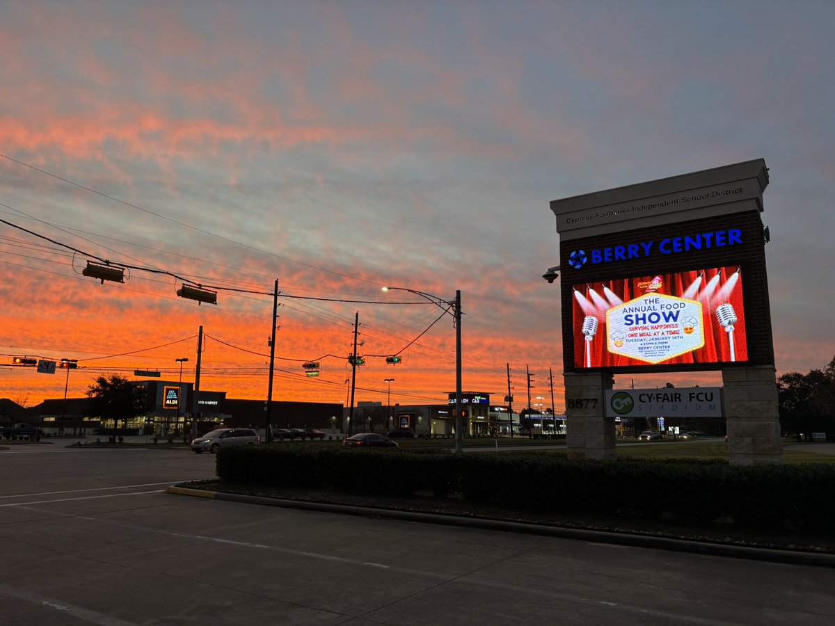 Cy-Fair Nutrition (@powerupcafe) on Twitter photo A beautiful sunrise = time to get up! It’s the PowerUpCafe’s Food Show Day at the <a href="/BerryCenter/">Berry Center</a> from 4:30-6:30! 25+ Vendors, 80+ Food Items, Prizes, and more! Don’t miss out!
**Use Entrance Two**
**The Berry Center has a Clear Bag Policy** A beautiful sunrise = time to get up! It’s the PowerUpCafe’s Food Show Day at the <a href="/BerryCenter/">Berry Center</a> from 4:30-6:30! 25+ Vendors, 80+ Food Items, Prizes, and more! Don’t miss out!
**Use Entrance Two**
**The Berry Center has a Clear Bag Policy**