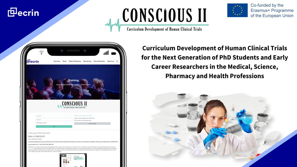 ECRIN_ERIC's tweet image. Do you know an early-career researcher looking to start working on clinical trials? 🔍
#CONSCIOUSII aims to help to develop the skills necessary to conduct high-quality academic clinical trials.
🔗 Check it out: ecrin.org/projects/conci…
#ClinicalStudies #PhD #Training