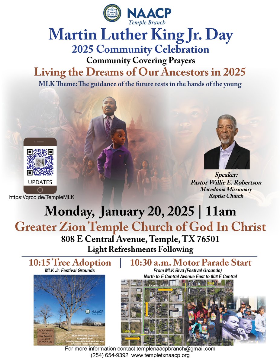 Visit templetxnaacp.org/2025_founders_… for information. Join us for the parade and program in celebration of the life and legacy of Dr. Martin Luther King, Jr. whose legacy is a reminder that every individual has the capacity and responsibility to be a voice for justice and hope
