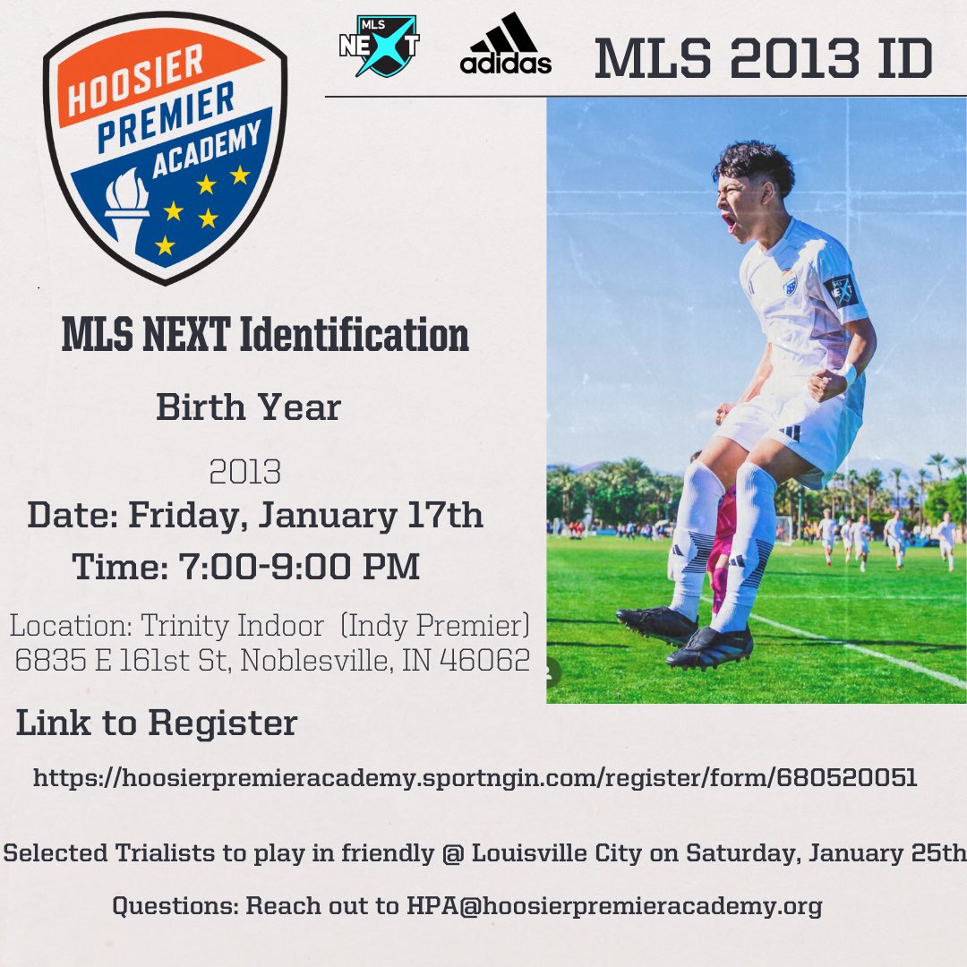 Are you ready to take your game to the next level?

Updated Friendly date to Saturday, January 25th

Calling all 2013’s. 

➡️Link to register:
hoosierpremieracademy.sportngin.com/register/form/…