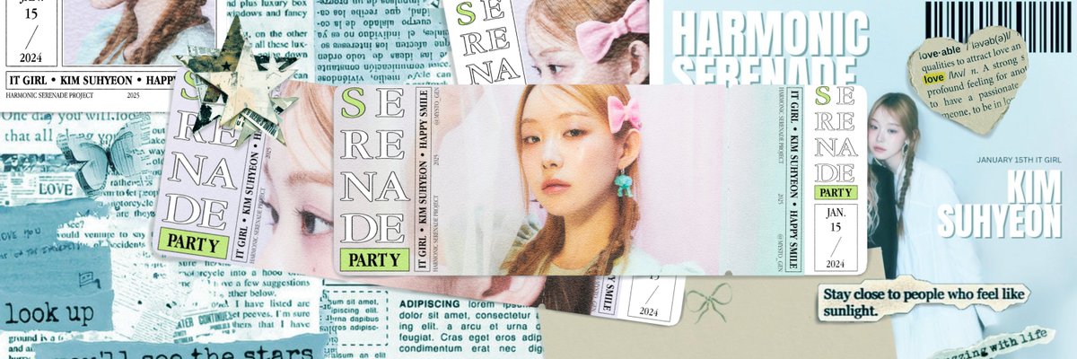 ㅤㅤㅤ𝓚im 𝕊uhyeon, our cheerful star born on January 15th, with a bright fleeting voice like a gentle bloom of love, a serenade that lingers in the soul. Adorn the lovely Twibbon, and join us to make her 𝘴𝘦𝘳𝘦𝘯𝘢𝘥𝘦 𝘱𝘢𝘳𝘵𝘺 merrier!

✉︎ bingkai.in/kimsuhyeon-day