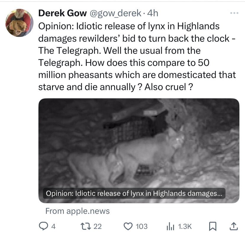 Anyone who supported the illegal release of Beavers bears some responsibility for what has happened here in my view. Wasn’t it the obvious next step given the way that ‘beaver bombers’ have come to be treated as conservation heros? We urgently need a major rethink.