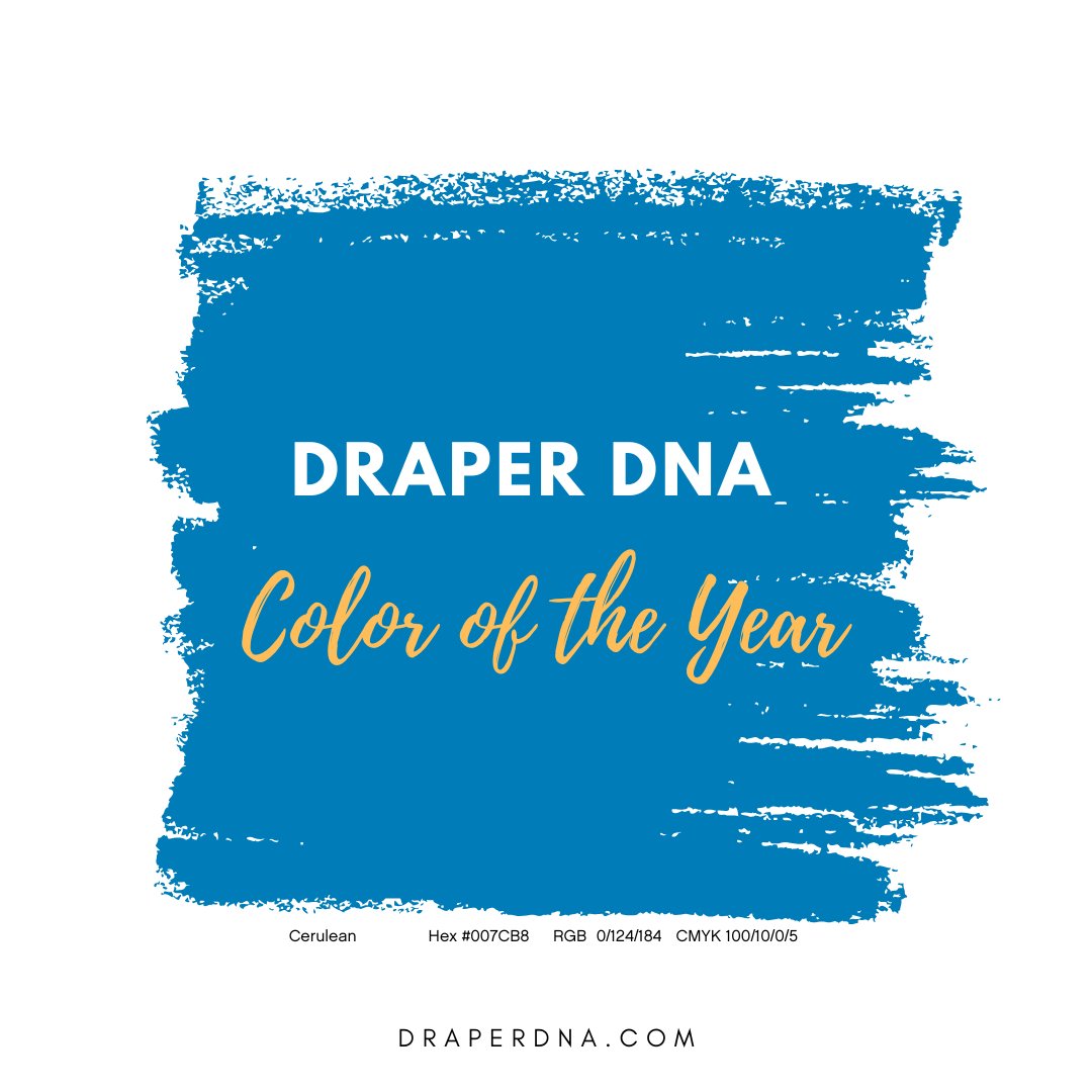 DraperDNA's tweet photo. Breaking News: Draper DNA has named Cerulean the Color of the Year for 2025! 💙 

This bold, dynamic blue embodies innovation, trust, and optimism, capturing the energy of the year ahead. How will you use Draper DNA’s expert selection in your designs or projects for 2025? https://t.co/l63CHuGZtM