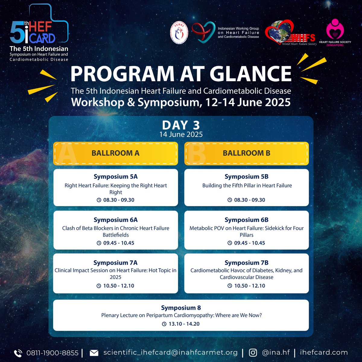 This year, we’re bringing you something extraordinary—special workshops featuring joint sessions with the World Heart Failure Society and the Heart Failure Society of Singapore. 

Don’t forget to select the workshop options during registration to secure your spot!

#ihefcard
