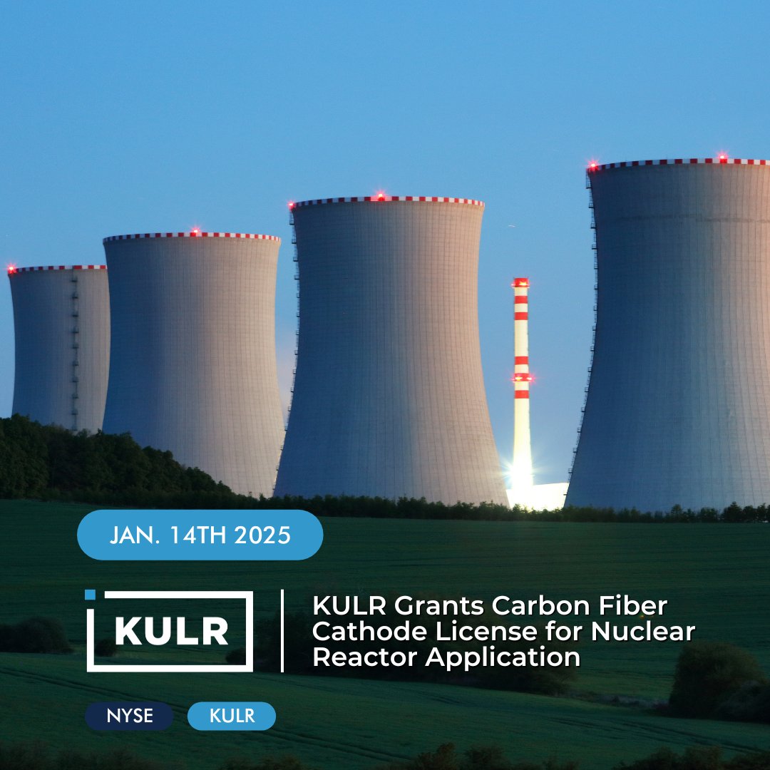 KULRTech's tweet photo. KULR grants license for carbon fiber cathodes in nuclear reactors, paving the way for safer, more efficient fusion energy systems. A major step in addressing global energy needs.

Read more: https://t.co/8IqilnZwQB

$KULR https://t.co/bKzqyERcsc