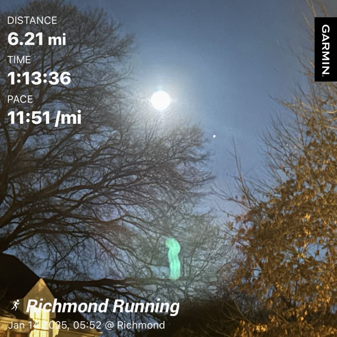 #beatyesterday #garmin #milesformike Big full Moon this morning. 24F and breezy. Still a little Icy. Walking cool down with Poncho and Bosco and then I walked my neighbors big ole Chocolate lab Levi. Now I’m Cold🥶🥶. Breakfast and keep the coffee coming👍🏻.