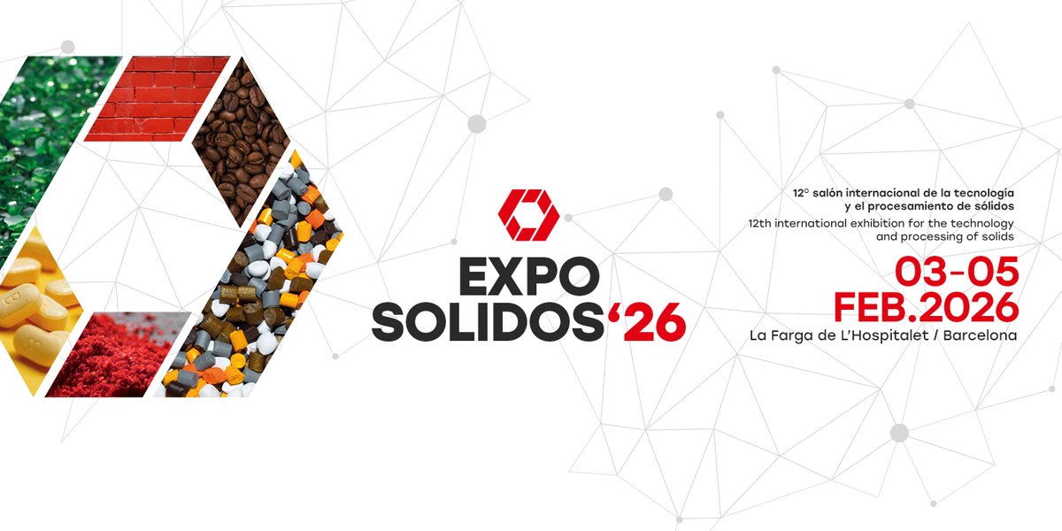 industriambient's tweet image. &quot;SAVE THE DATE&quot; para @EXPOSOLIDO, @Polu_Solidos y @expofluidos 2026

#EXPOSOLIDOS, #EXPOFLUIDOS y #POLUSOLIDOS se celebrarán conjuntamente del 3 al 5 de febrero de 2026 en La Farga de L’Hospitalet (Barcelona) y en 4 semanas se ha ocupado el 94% del espacio disponible.…