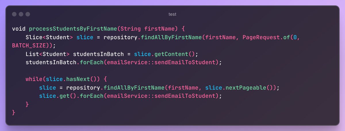I_M_GSN's tweet photo. @sivalabs Forgive me if I'm missing something but how is it any better than normal pagination with hasNext? Any other performance improvement? https://t.co/npxLXrO1aO